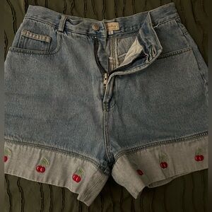 Vintage denim cherry shorts